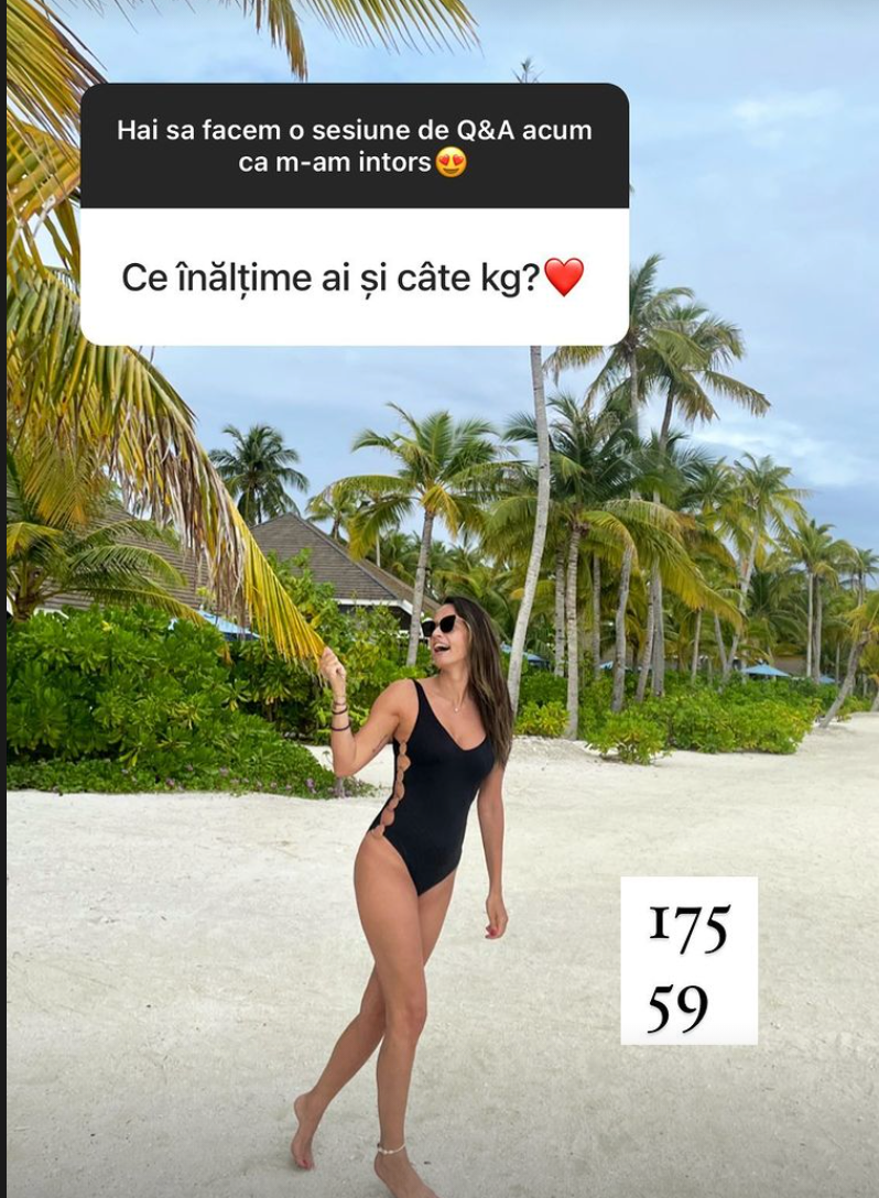 Andreea Raicu a dezvăluit câte kilograme și ce înălțime are, dar și dieta pe care o urmează pentru un corp perfect