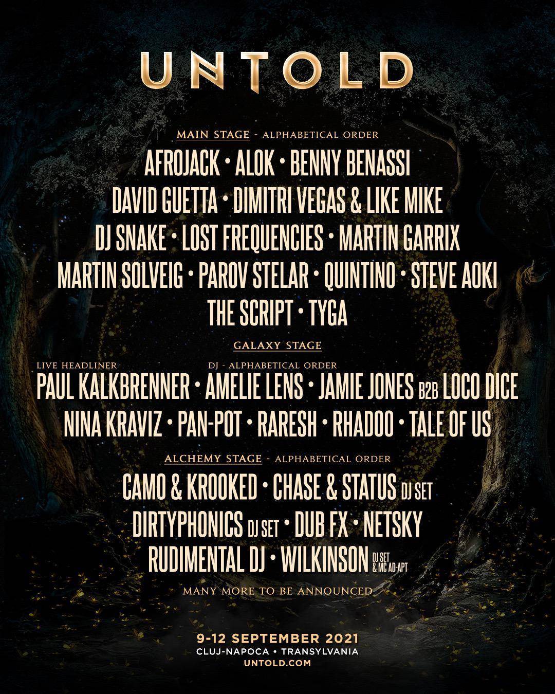 Line-up-ul UNTOLD 2021 anunță artiști de renume ce vor ajunge pe scena principală din Cluj-Napoca