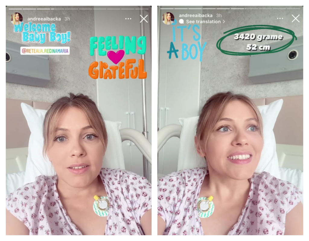 În ce stare se află Andreea Ibacka astăzi, la doar două zile de când a născut un băiețel perfect sănătos.