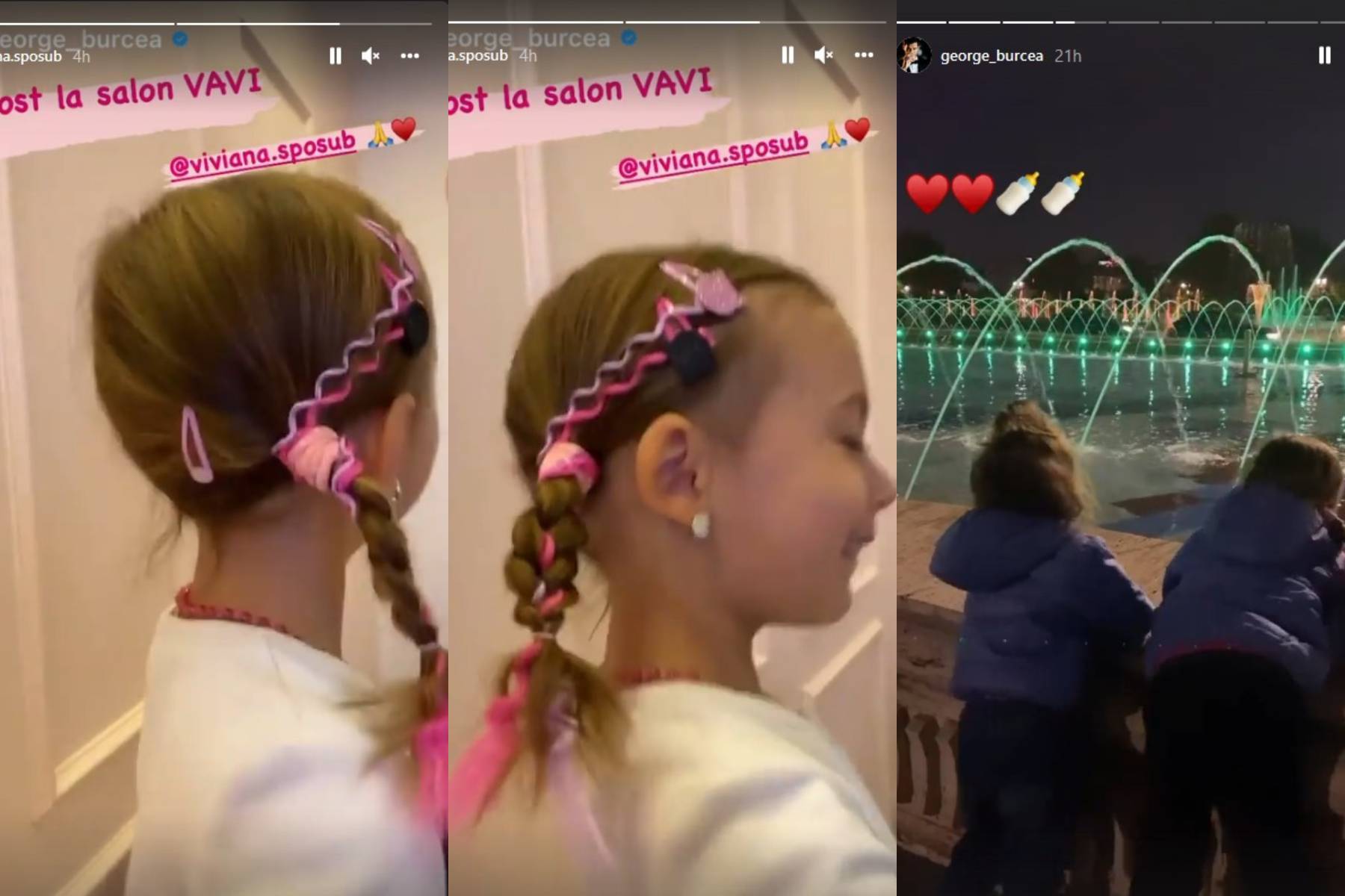 Viviana Sposub și George Burcea au petrecut timp cu fetițele actorului. Viviana le-a și coafat