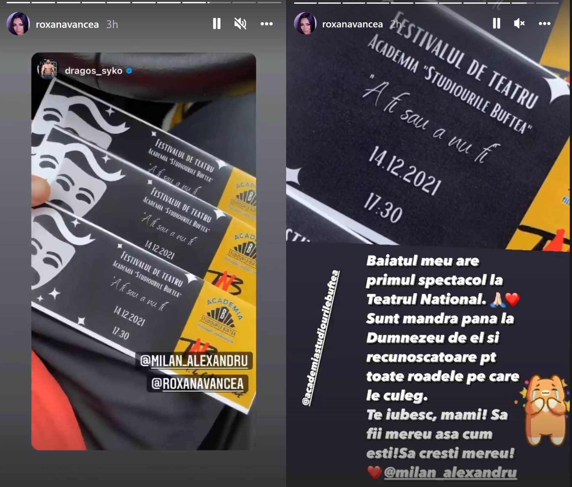 Emoții pentru Roxana Vancea. Fiul ei cel mare va urca pentru prima dată pe scena Teatrului Național