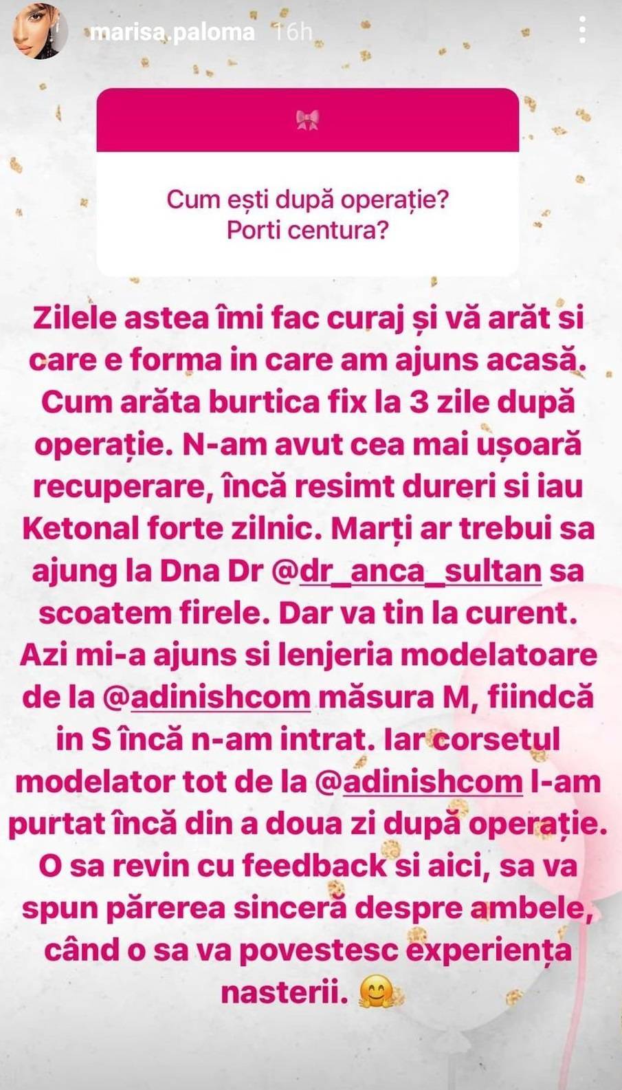 Cum se simte Marisa Paloma, după cezariană. Vedeta a vorbit și despre depresia postnatală